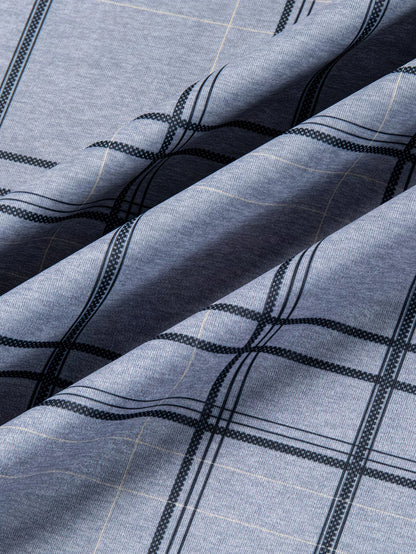 Steel Grey Windowpane Check Men’s Shirt