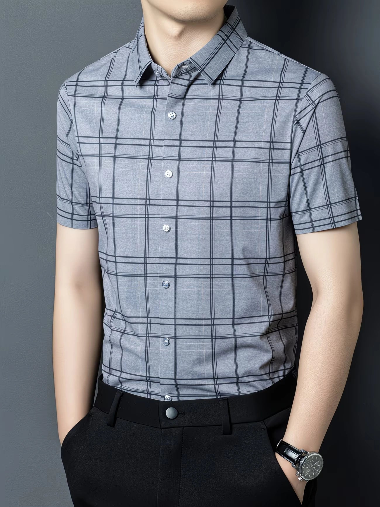 Steel Grey Windowpane Check