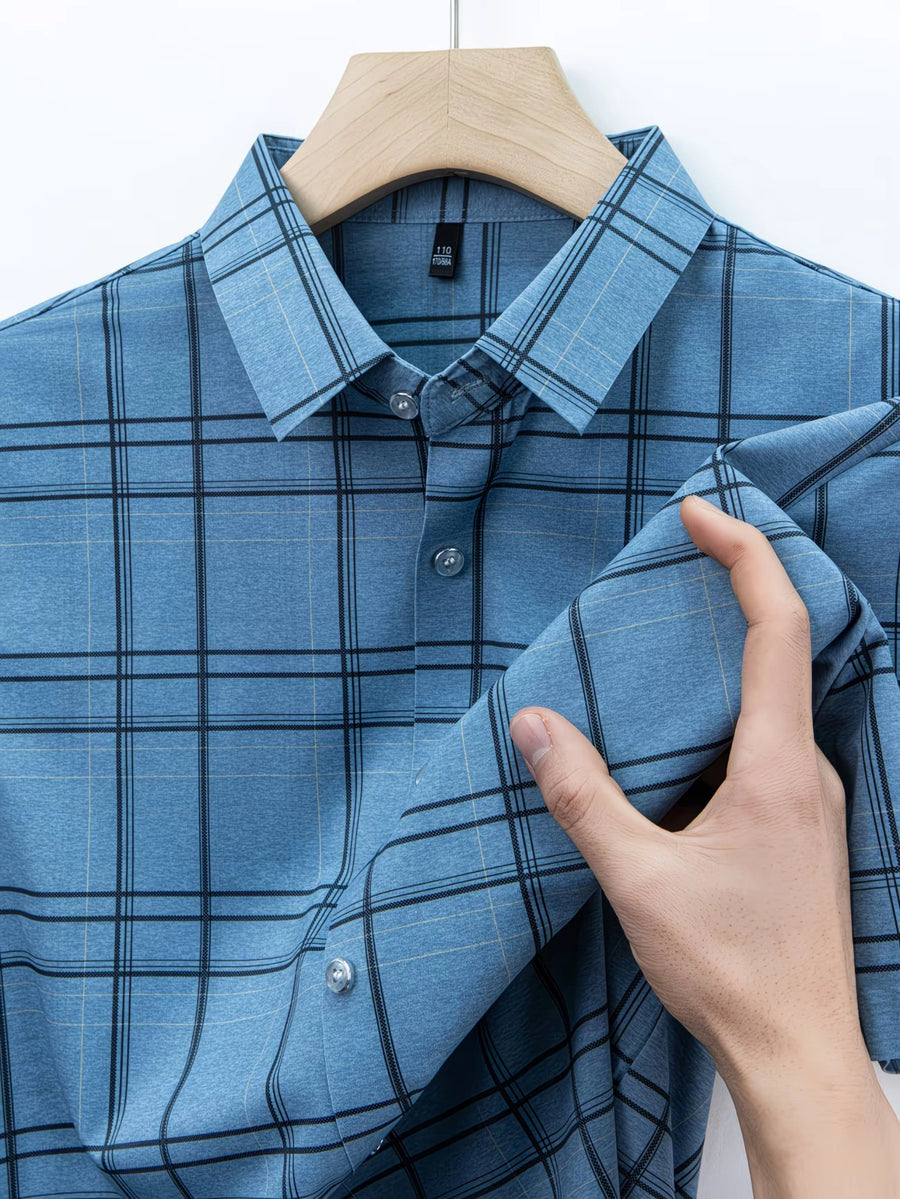 Sky Blue Windowpane Check Men’s Shirt