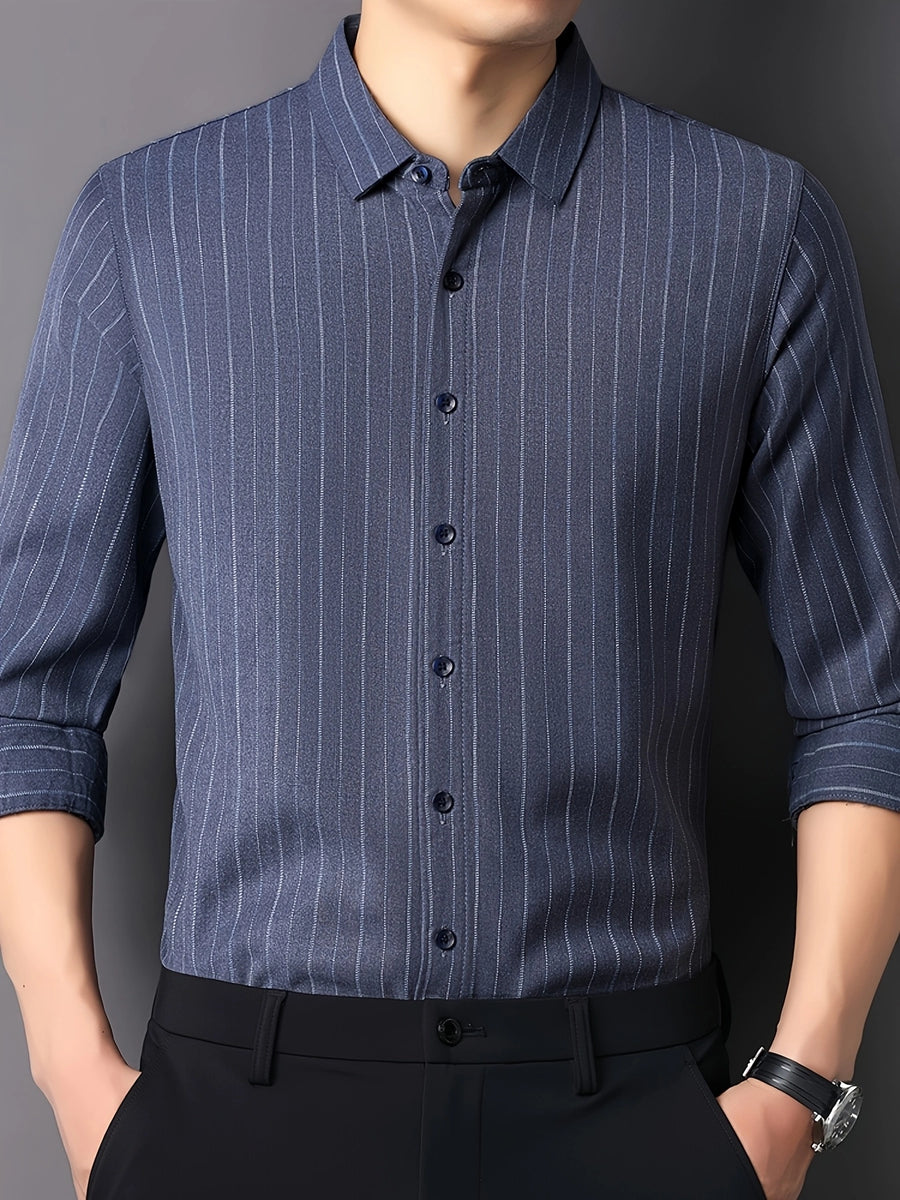 Steel Blue Pinstripe Men’s Shirt