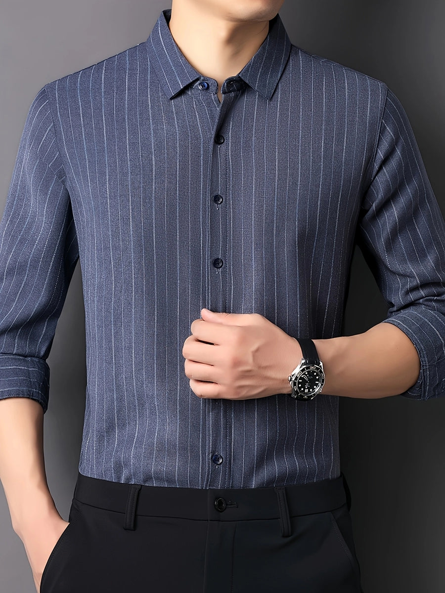 Steel Blue Pinstripe Men’s Shirt